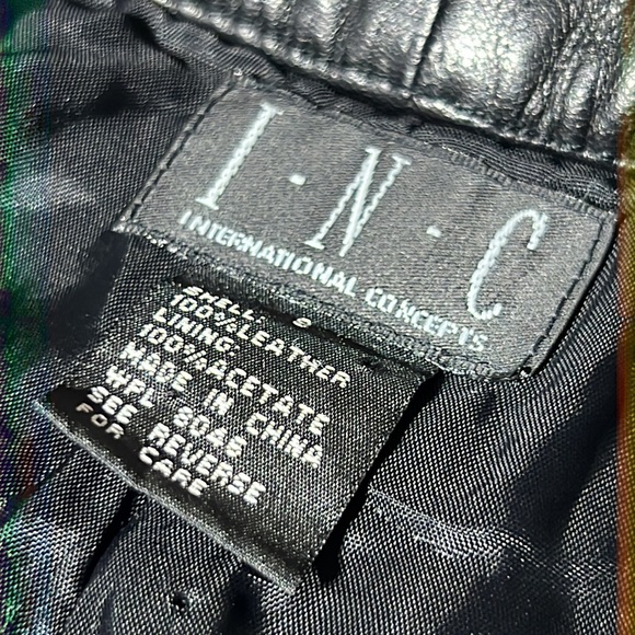 INC Jet Black Genuine Leather Straight Leg Mid Rise Pants - Picture 7 of 15